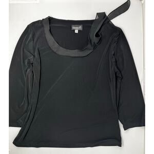 Vintage Biyaycda Career Woman's Black Blouse with sheer bow size M Pre-Owned